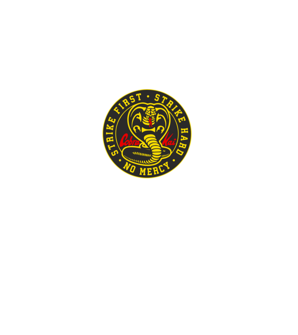 Strike first strike hard cobra kai model negru pe tricou