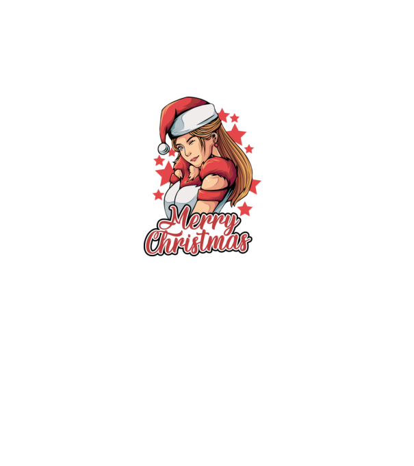 Merry christmas santa girl model negru pe tricou