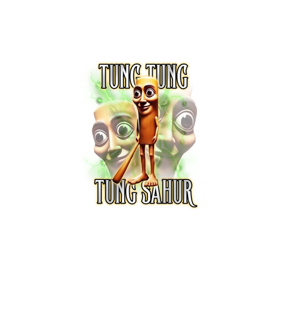 Tung Tung Tung Sahur model negru pe tricou
