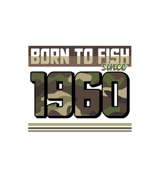 Born to fish since 1960 model alb pe tricou