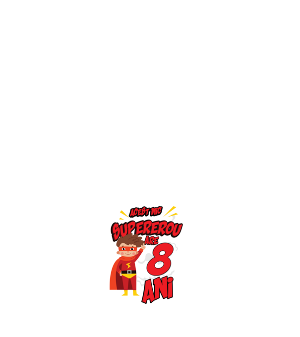 Acest mic supererou are 8 ani model albastru închis pe tricou