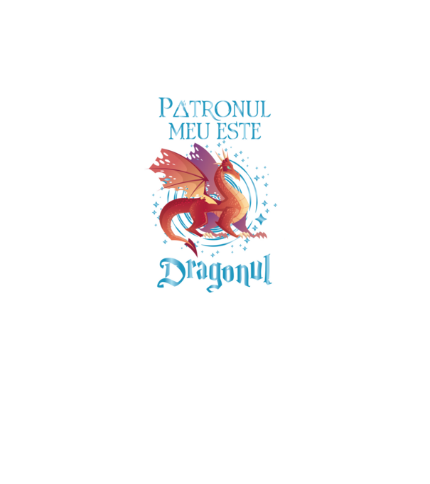 Patronul meu este DRAGONUL model negru pe tricou