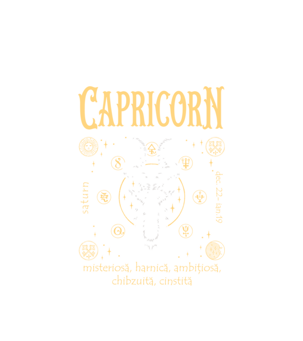Zodiac femeie CAPRICORN golden model alb pe tricou