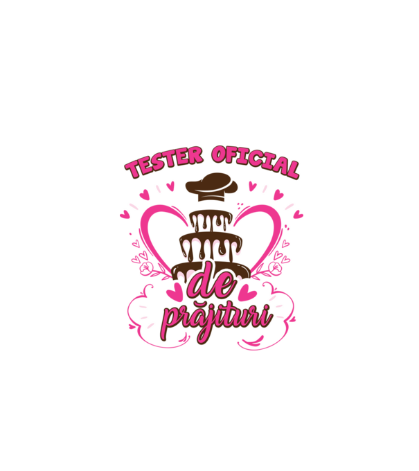 tester oficial de prăjituri model alb pe tricou