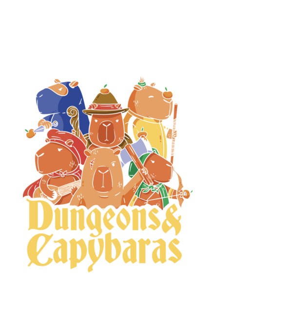 Dungeons and Capybaras model negru pe tricou