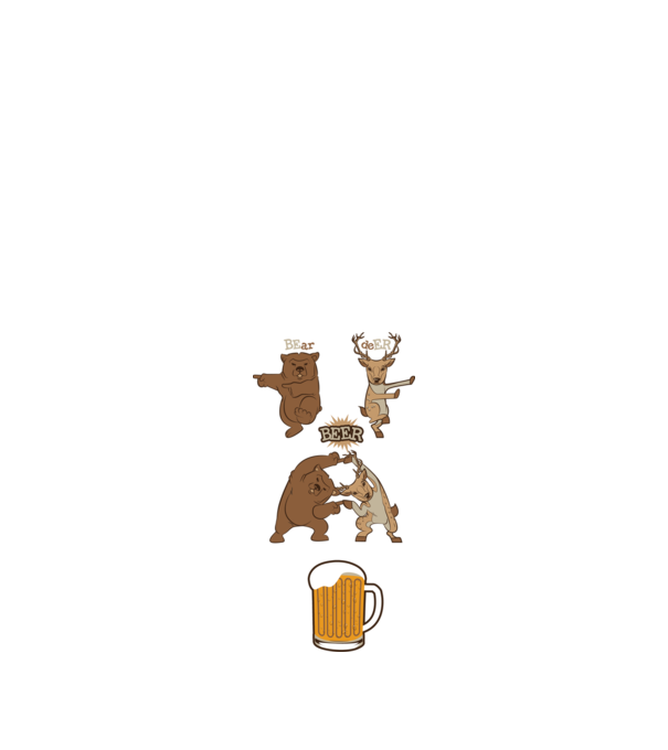 Bear deer beer model alb pe tricou