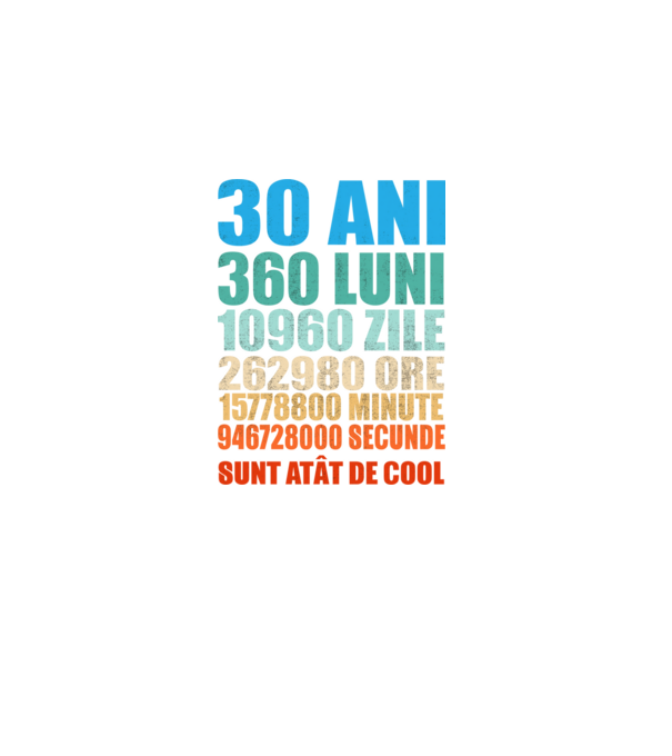 De 30 ani - luni - zile - ore - minute - secunde - sunt atât de cool model negru pe tricou