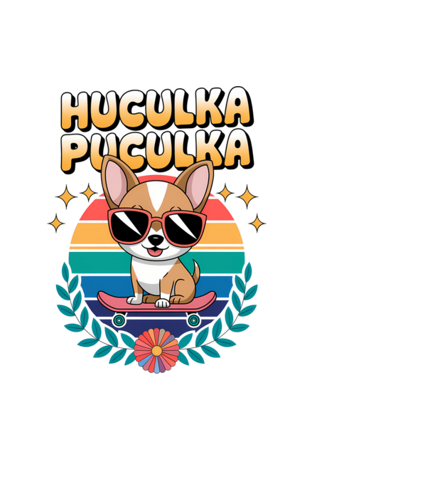 Huculka Puculka Câine 2 model albastru deschis pe tricou