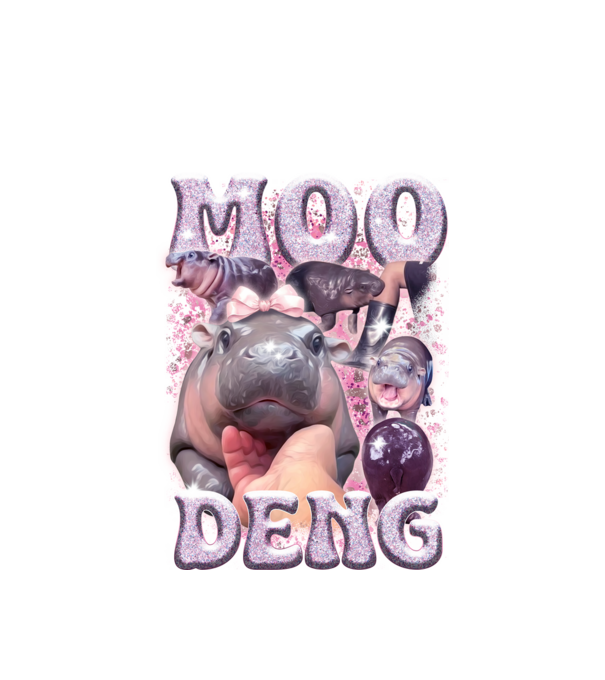 MOO DENG baby hippo model alb pe tricou