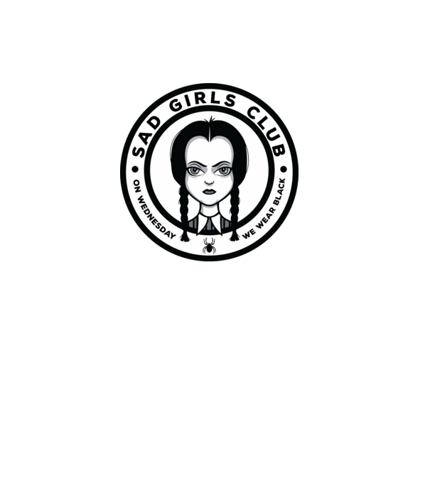 WEDNESDAY Sad Girls Club model negru pe tricou