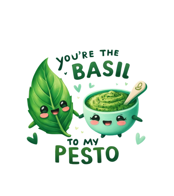 Basil to my Pesto model alb pe tricou