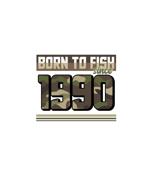 Born to fish since 1990 model negru pe tricou