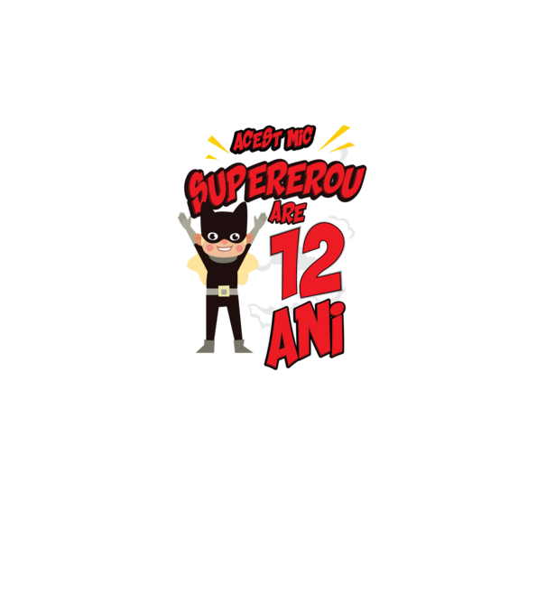 Acest mic supererou are 12 ani model negru pe tricou