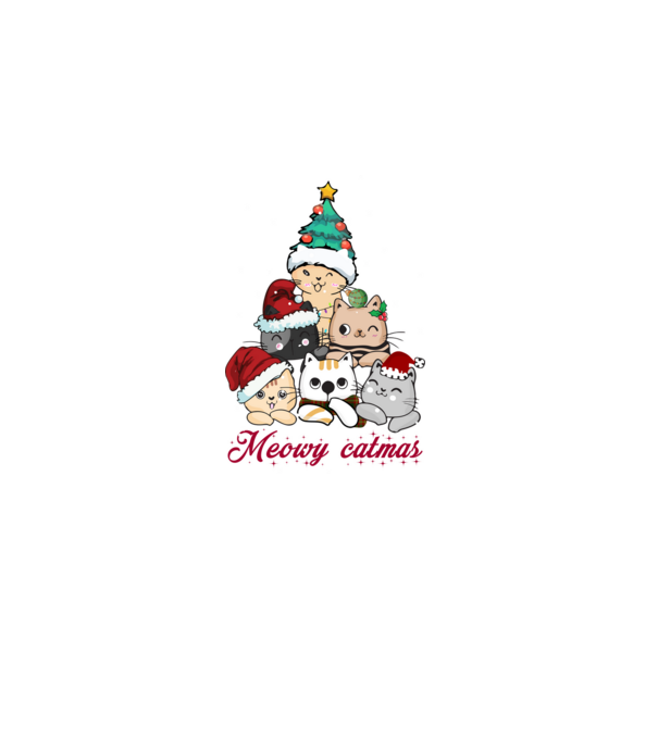 Meowy catmas model alb pe tricou