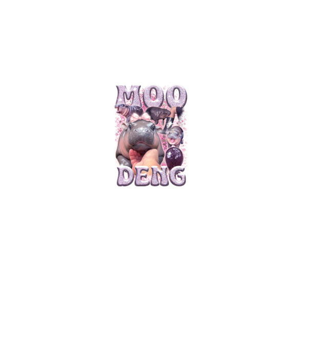 MOO DENG baby hippo model negru pe tricou