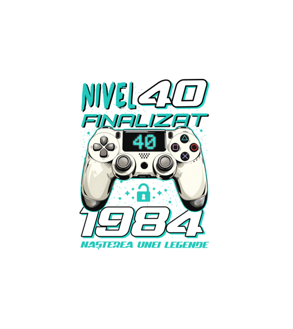 Nivel finalizat 40 1985 model alb pe tricou