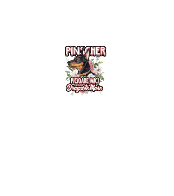 Pinscher picioare mici dragoste mare model gri pe tricou