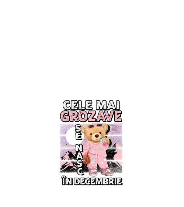 RETRO teddy fetişcană DECEMBRIE model alb pe tricou