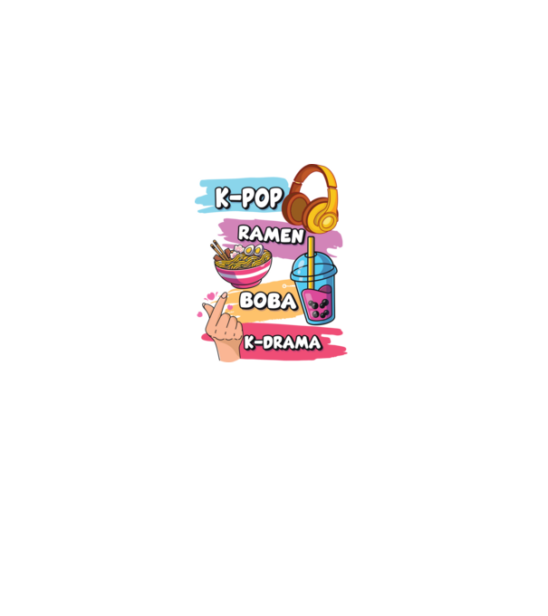 K-POP RAMEN BOBA K-DRAMA model negru pe tricou