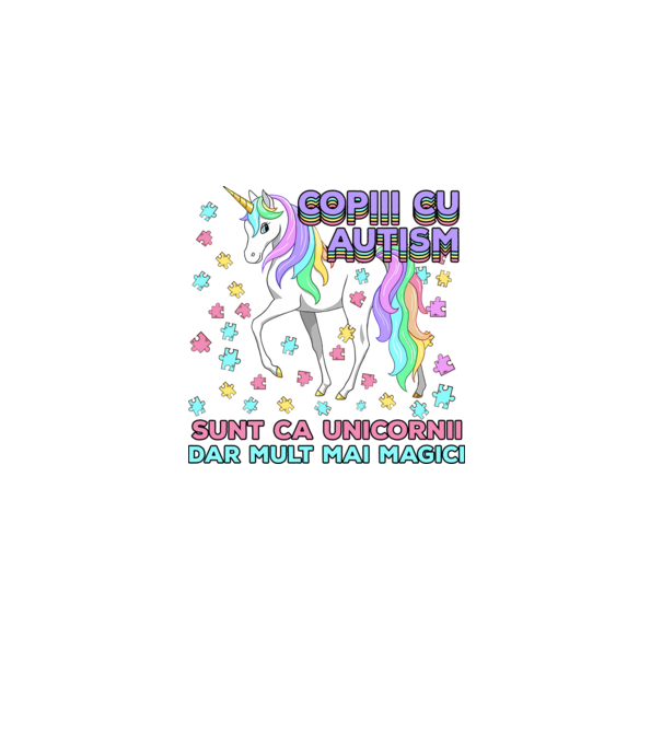 Copiii cu autism sunt ca unicornii, dar mult mai magici model alb pe tricou