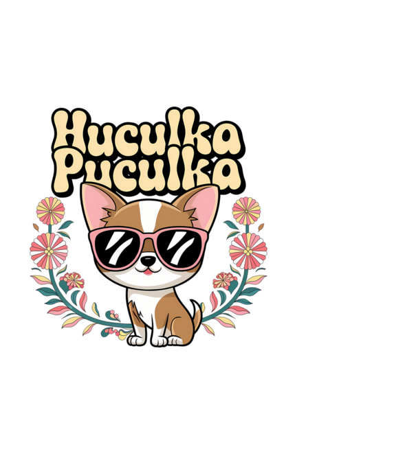 Huculka Puculka câine 1 model negru pe tricou