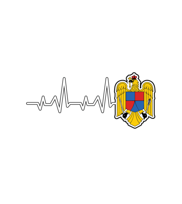 ROMANIA heartbeat model alb pe tricou