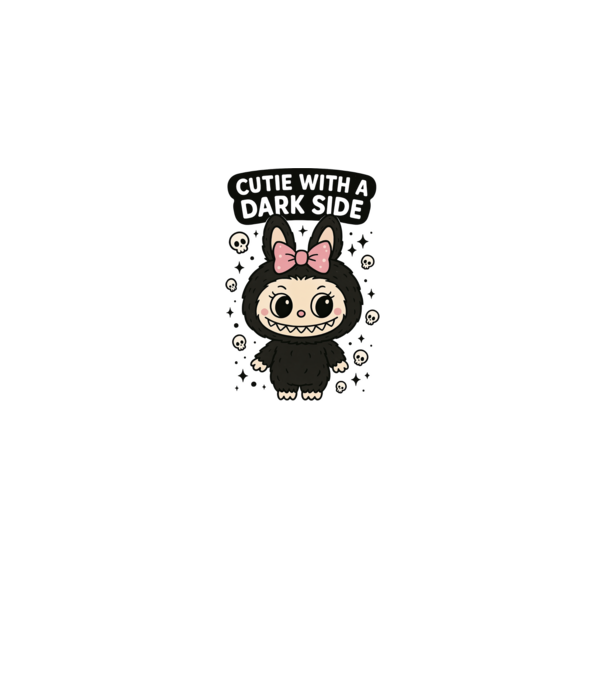 Cutie with a dark side model alb pe tricou