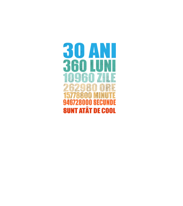 De 30 ani - luni - zile - ore - minute - secunde - sunt atât de cool model negru pe tricou