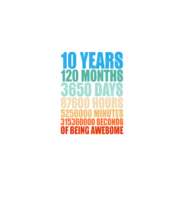 10 years of being awesome model negru pe tricou