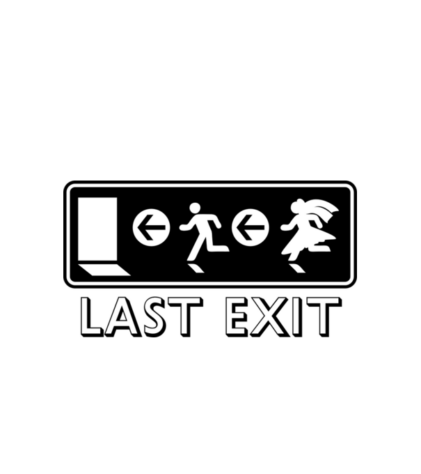 Last Exit model alb pe tricou
