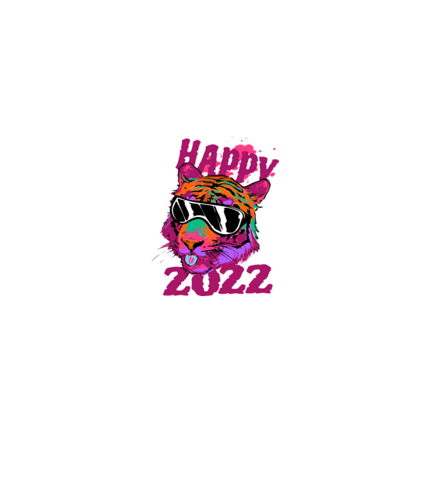 Happy 2022 tiger model alb pe tricou