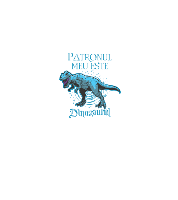 Patronul meu este dinozaurul model albastru jeanși pe tricou