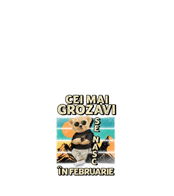 RETRO teddy FEBRUARIE model alb pe tricou