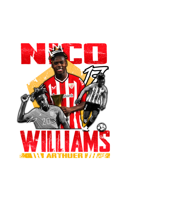 Nico Williams tribute model alb pe tricou