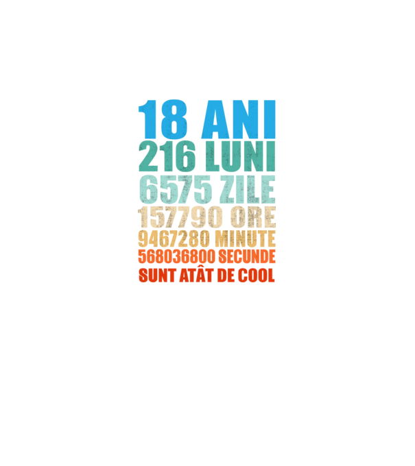 De 18 ani - luni - zile - ore - minute - secunde - sunt atât de cool model negru pe tricou