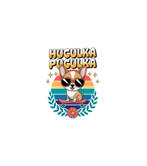 Huculka Puculka Câine 2 model alb pe tricou
