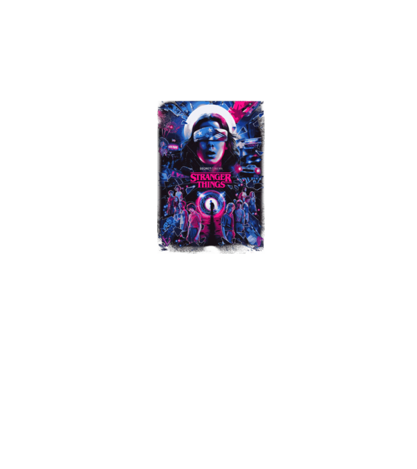 stranger things poster neon model negru pe tricou