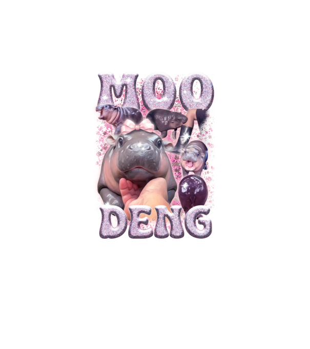 MOO DENG baby hippo model turcoaz pe tricou