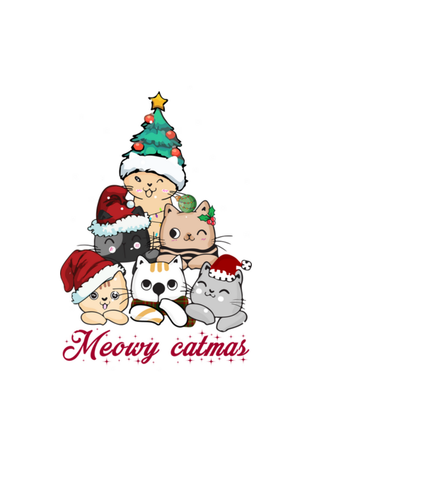 Meowy catmas model albastru deschis pe tricou