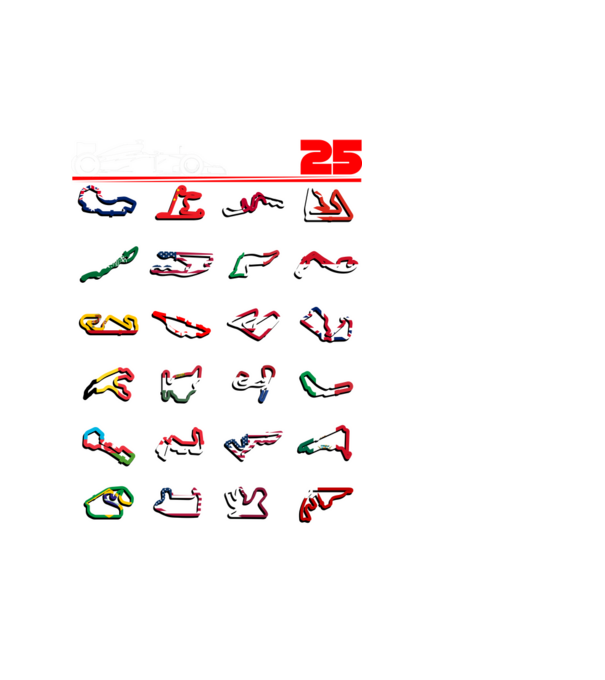 F1 calendar 2025 Negru model alb pe tricou