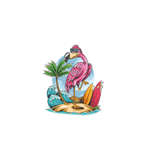 Surfer flamingo model negru pe tricou