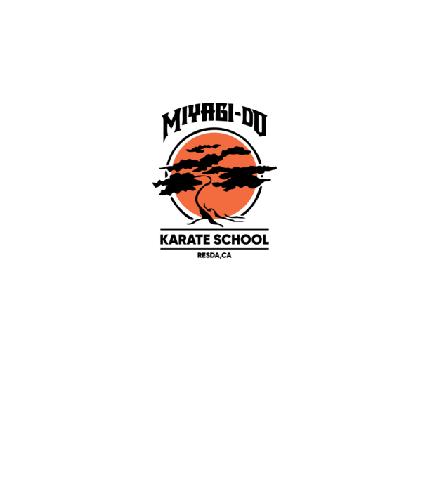 Miyagi-do karate school model alb pe tricou