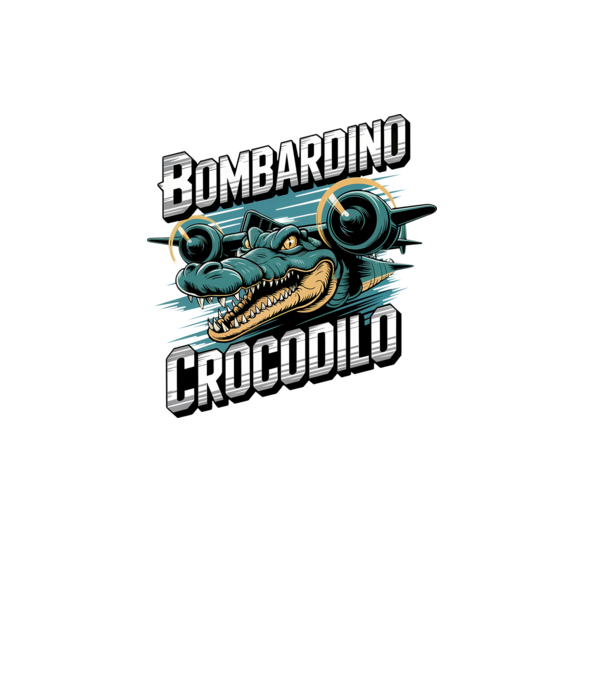 Bombardino Crocodilo 2 model negru pe tricou