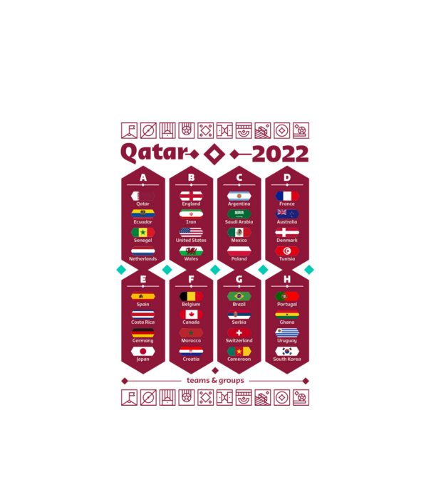 Qatar 2022 teams - groups white model alb pe tricou