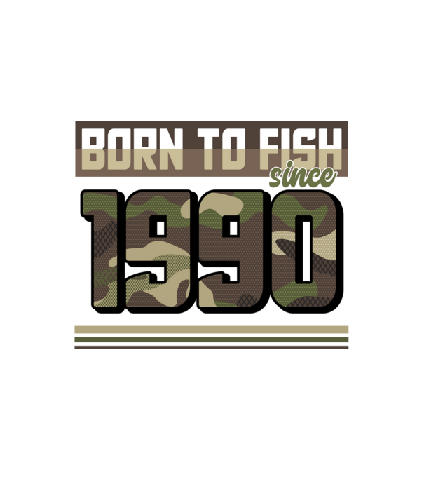 Born to fish since 1990 model alb pe tricou