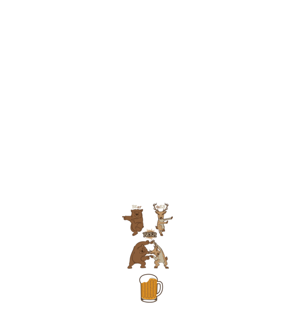 Bear deer beer model negru pe tricou