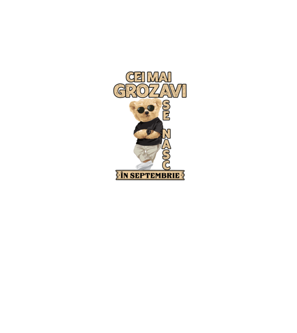 Teddy cel cool Septembrie model negru pe tricou