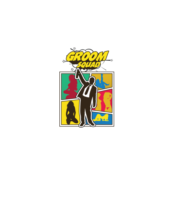 Comic Groom Squad model albastru deschis pe tricou