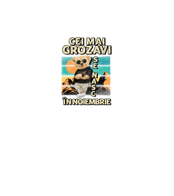 RETRO teddy NOIEMBRIE model gri închis pe tricou