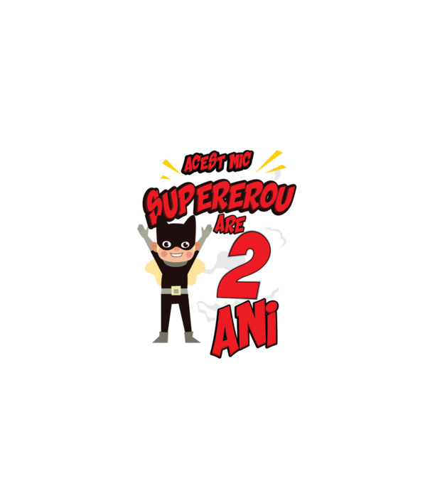 Acest mic supererou are 2 ani model negru pe tricou